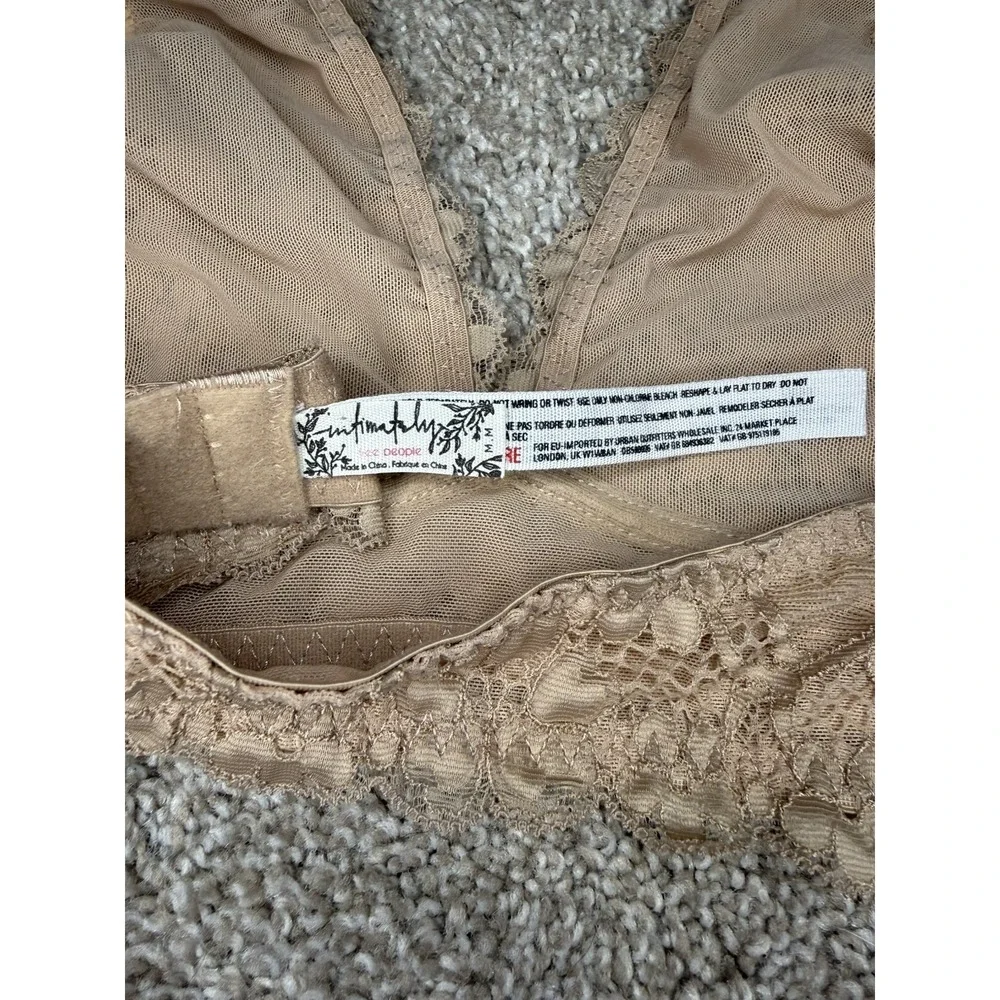 Intimately Free People Galloon Halter Bra Lace Bralette, Tan Nude Size Medium